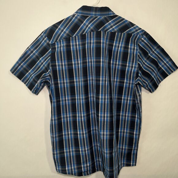 Oakley Short Sleeve Button Down Shirt Mens Size Large Blue Plaid Casual Camp EUC - Picture 8 of 10